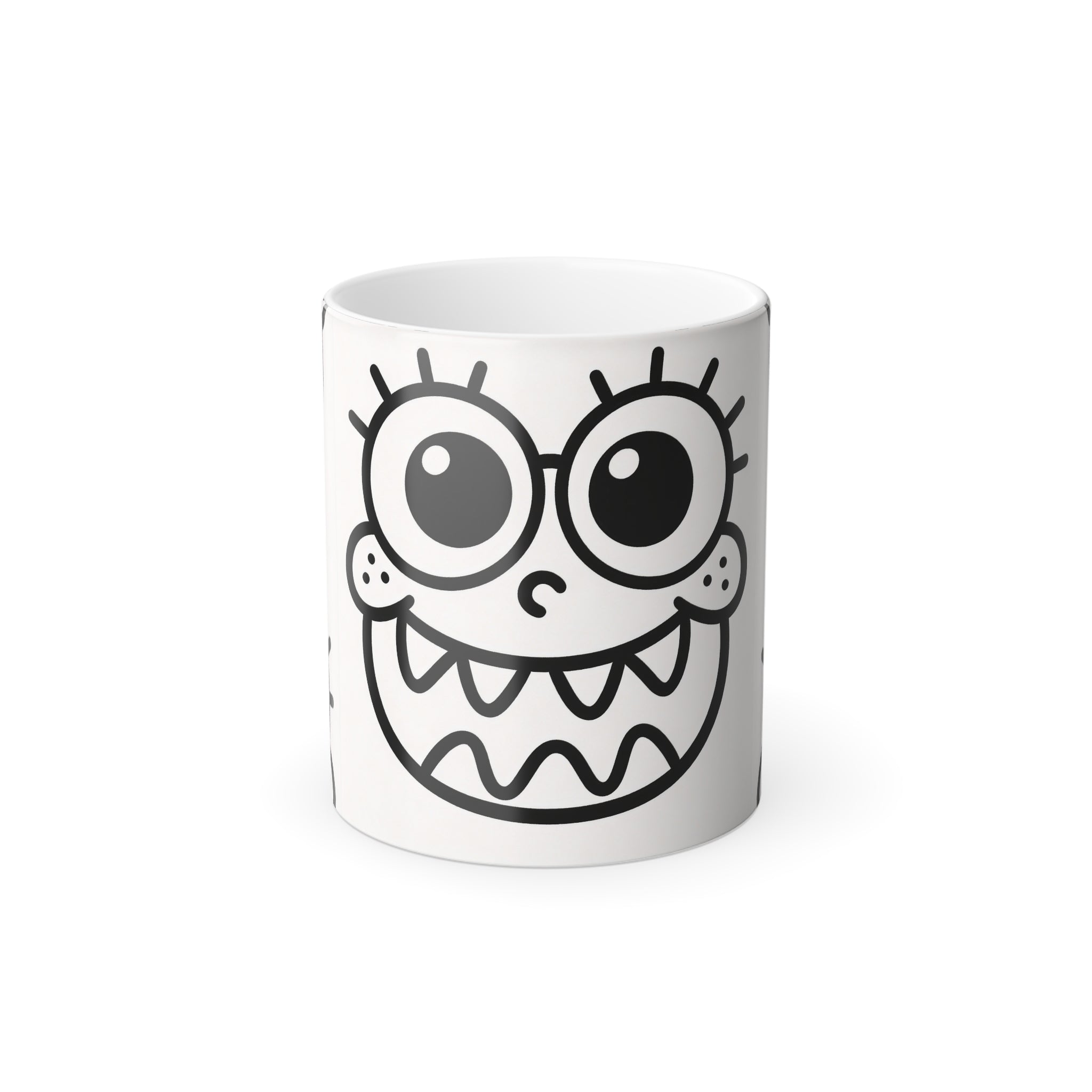 Color-Changing Mug — Playful Cartoon Monster Face, 11oz